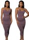 Women Summer Purple One Shoulder Pleated Long Party Dress