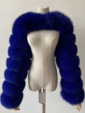 Winter Fashion Blue Fake Fur Long Sleeve Jacket