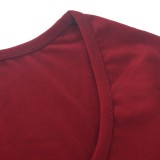 Spring Sexy Red U Neck Long Sleeve Crop Top And Mini Dress Wholesale Two Piece Sets