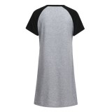 Summer Casual Grey Contrast Black Round Neck Short Sleeve Pregenant Dress