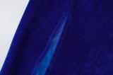 Winter Sexy Blue Straps Slit Midi Dress