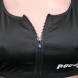 Women Spring Black Sports O-Neck Full Sleeves High Waist Striped Print Skinny Two Piece Pants Set