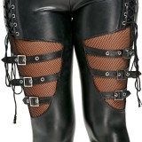 Women Spring Black High Waist Patchwork Lace Up Ankle-Length Leggings