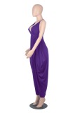 Women Summer Purple Casual Strap Sleeveless Solid Ankle Length Loose Jumpsuit
