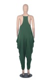 Women Summer Green Casual Strap Sleeveless Solid Ankle Length Loose Jumpsuit