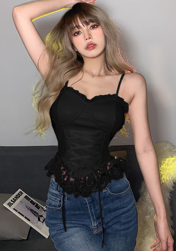 Women Summer Black Lace Camis