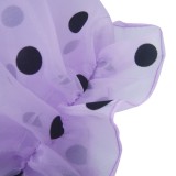 Women Spring Purple Sweet U-Neck Puff Sleeve Dot Print Regular Tops