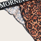 Women Summer Printed O-Neck Sleeveless Leopard Print Letter Print Plus Size Two Piece Short Set