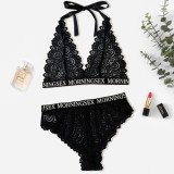 Women Black Lace Plus Size Lingerie Set