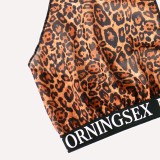 Women Summer Printed Sexy O-Neck Sleeveless Leopard Print Plus Size Two Piece Short Set