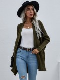 Women Spring Green Batwing Sleeve Solid Long Cardigans
