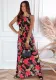 Women Summer Printed Romantic O-Neck Sleeveless Floral Print Beach Maxi Dress