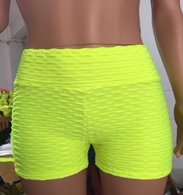 Women Summer Yellow Drop-Crotch High Waist Solid Shorts