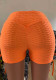 Women Summer Orange Drop-Crotch High Waist Solid Skinny Shorts