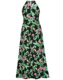 Women Summer Printed Romantic O-Neck Sleeveless Floral Print Beach Maxi Dress