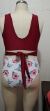 Women Summer Printed Romantic Sleeveless Floral Print Regular Plus Size Two Piece Skirt Set