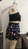 Women Black High-Waisted Strap Butterfly Plus Size Two Piece Swimwear