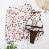 Women Printed Cover-Up Halter Three Piece Swimwear