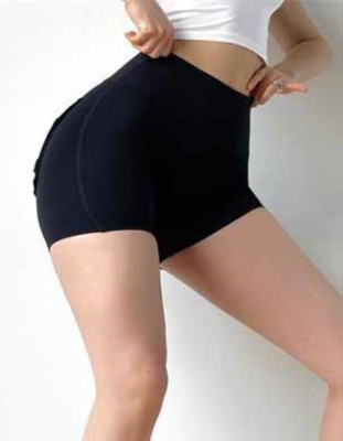 Women Spring Black High Waist Pockets Yoga Shorts