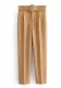 Women Spring Khaki Straight Solid Belted Ankle-Length suit Pants