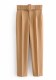 Women Spring Khaki Straight Solid Belted Ankle-Length suit Pants
