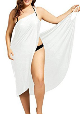 Women Summer White Casual Strap Solid Long Cover-Up