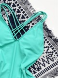 Women Green Straps V-Neck Solid One Piece Swimsuit