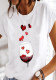 Women Summer White Casual O-Neck Short Sleeves Print T-Shirt