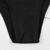 Women Black High-Waisted Strap Two Piece Swimwear