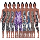 Women Summer Printed Casual Strap Floral Print Skinny Jumpsuit