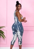 Women Summer Printed Casual Strap Skinny Jumpsuit