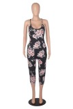 Women Summer Printed Casual Strap Floral Print Skinny Jumpsuit