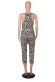 Women Summer Printed Casual Strap Leopard Print Skinny Jumpsuit