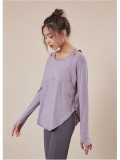 Women Spring Purple O-Neck Full Sleeves Yoga Shirt