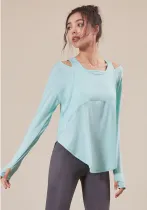 Women Spring Green O-Neck Full Sleeves Yoga Shirt