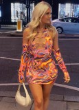 Women Summer Multicolor Sexy Halter Oversleeve Hollow Out Mini Bodycon Dress