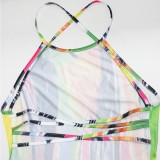 Women Summer Multicolor Sexy Halter Sleeveless Print Maxi Dress