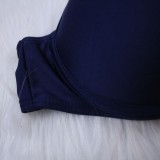 Women Blue Bikini Straps Geometric Print Underwire Two Piece Swimwear