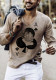 Mens Sring Casual Khaki Clubs Printed Long Sleeve T-shirt