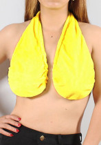 Women Spring Yellow Halter wrap bath towel Top