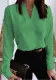 Women Spring Green V-neck Long Sleeve Solid Shirt