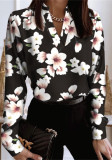 Women Spring Printed Romantic V-neck Long Sleeve Floral Print Shirt