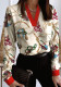Women Spring Printed Vintage V-neck Long Sleeve