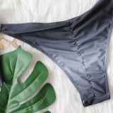 Women Black Bikini Halter Tie Dye Tassel Chain Two Piece Swimwear