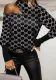 Spring Women Printed One Shoulder Long Sleeve Shirt