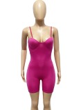 Women Summer Rose Sexy Sleeveless Solid Straps Skinny Rompers