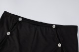 Women Summer Black Modest Halter Sleeveless High Waist Solid Hollow Out Regular Two Piece Pants Set