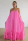 Women Summer Pink Strap Solid Color Boho Swing Long Maxi Dress