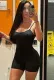 Women Summer Black Sporty Sleeveless Solid Above Knee Regular Playsuit