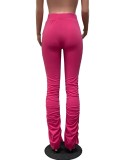 Women Spring Pink High Waist Drawstring Solid Zippers Full Length Regular Sweatpants